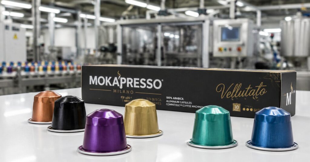 Coffee capsules private label Europe — Nespresso compatible pods at Burdet Coffee Spain