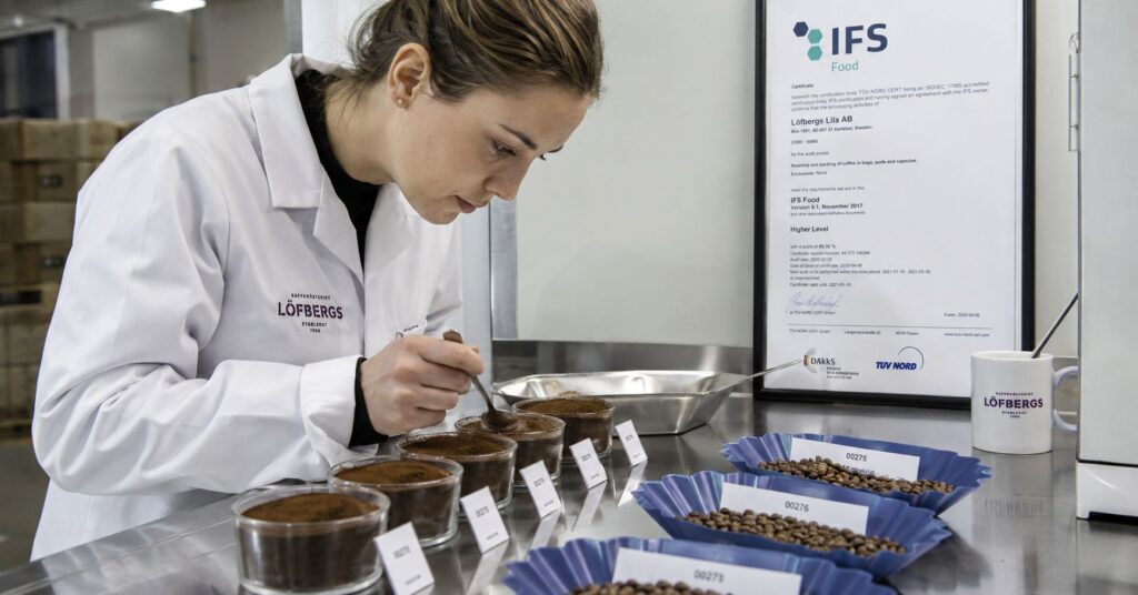 IFS certified coffee manufacturer — quality control at Burdet Coffee factory Spain
